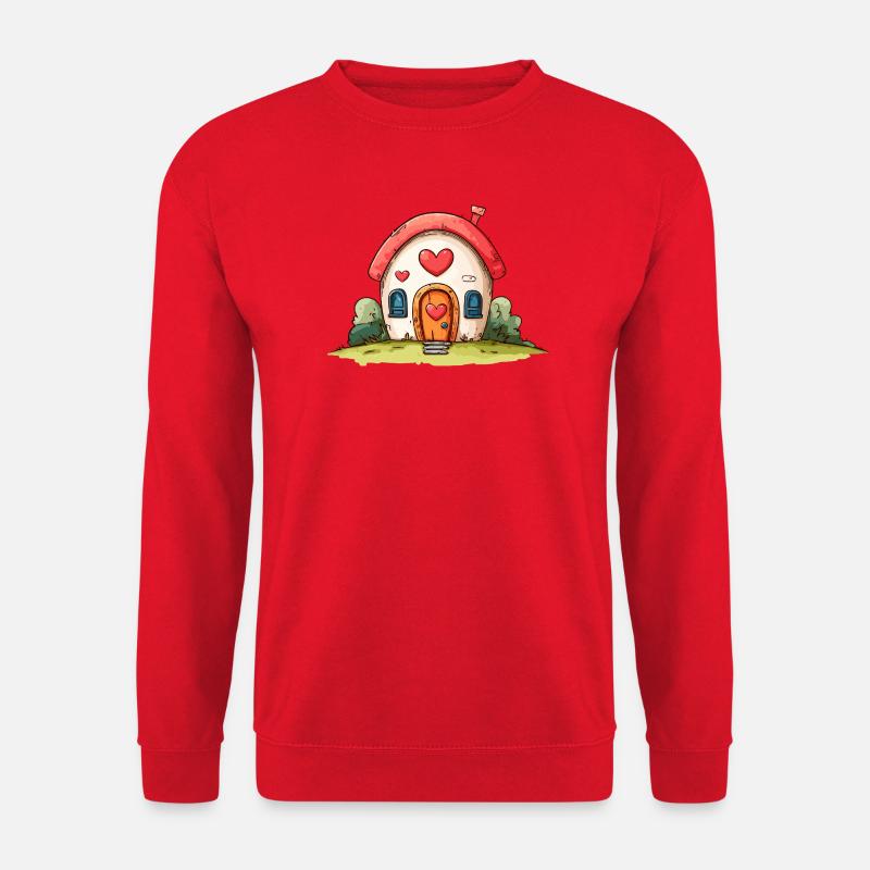 Herzhaus Cartoon-Liebe - Unisex Pullover - Rot