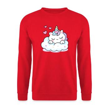 Sleeping Unicorn Kawaii – Cute Valentine Design - Sweat-shirt Unisexe - rouge - Devant - Alina (178cm) & Michal (187cm)