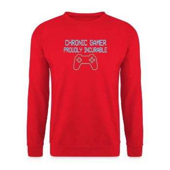 Chronischer Gamer-Stolz - Unisex Pullover - Rot - Vorne - Alina (178cm) & Michal (187cm)