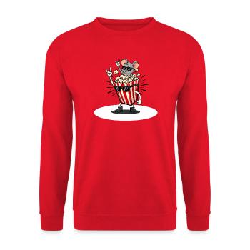 Popcorn Mouse Skirt Costume Funny - Unisex Sweatshirt - red - Front - Alina (178cm) & Michal (187cm)