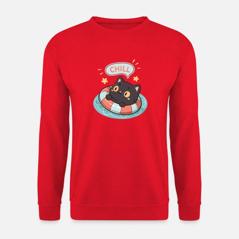 Zen-Katze auf Pastellboje - Unisex Pullover - Rot