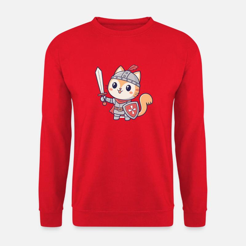 Katzenritter-Schwert und Schild - Unisex Pullover - Rot