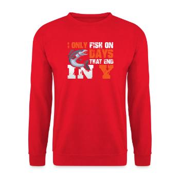 Fischer Sportfischer Angeln Angler Spruch - Unisex Pullover - Rot - Vorne - Alina (178cm) & Michal (187cm)