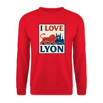 J'aime Lyon – vintage poster - Unisex Sweatshirt - red - Front - Alina (178cm) & Michal (187cm)