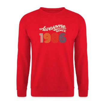 Awesome seit 1986 Retro Logo - Unisex Pullover - Rot - Vorne - Alina (178cm) & Michal (187cm)