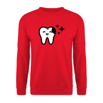 Lächelnder Zahn Symbol Schwarz - Unisex Pullover - Rot - Vorne - Alina (178cm) & Michal (187cm)
