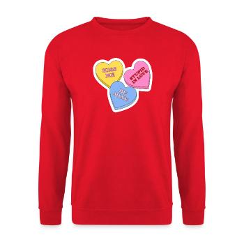 Pastel Hearts Love Message Trio - Unisex Sweatshirt - red - Front - Alina (178cm) & Michal (187cm)