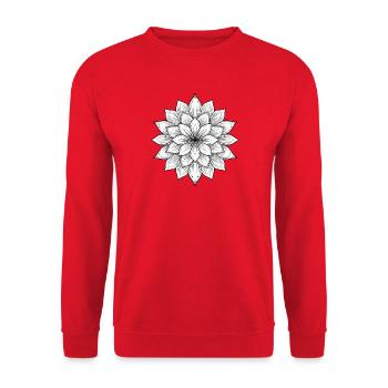Blumenmandala mit feinen Blütenblättern, Ruhe und Harmonie - Unisex Pullover - Rot - Vorne - Alina (178cm) & Michal (187cm)