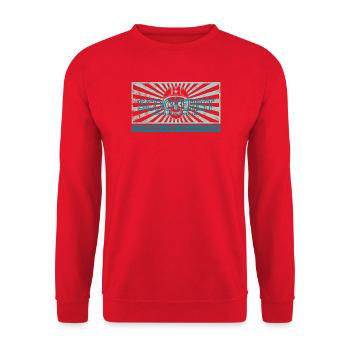 Scooterist Enthusiast Vintage Rays - Unisex Pullover - Rot - Vorne - Alina (178cm) & Michal (187cm)