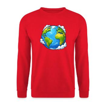Erde Welt Planet - Unisex Pullover - Rot - Vorne - Alina (178cm) & Michal (187cm)