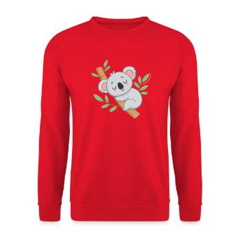 Dreamy Koala on Tropical Branch - Unisex Sweatshirt - red - Front - Alina (178cm) & Michal (187cm)