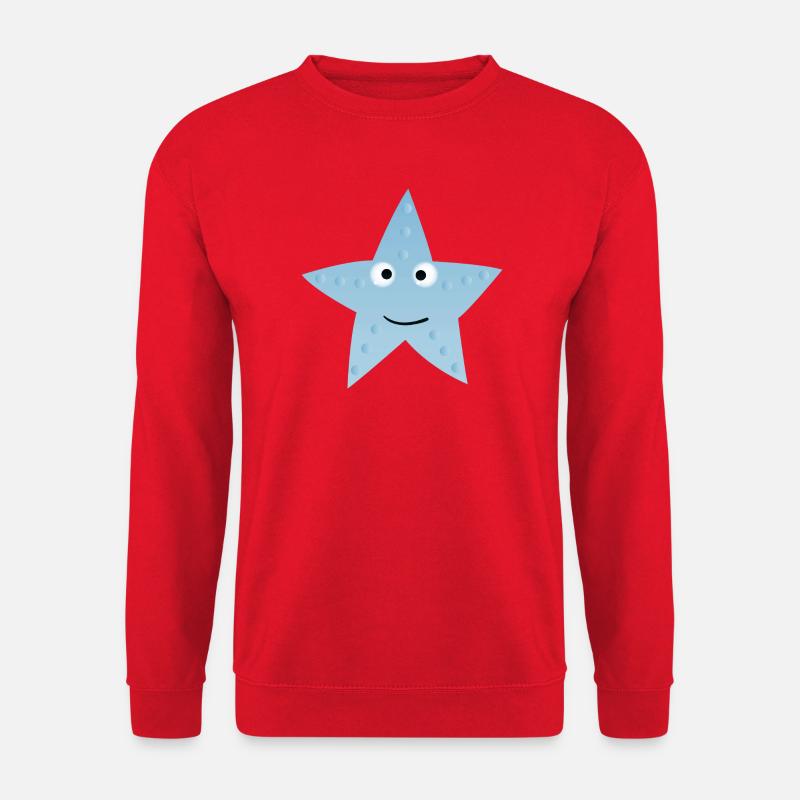 Kawaii Blauer Stern mit Gesicht - Unisex Pullover - Rot