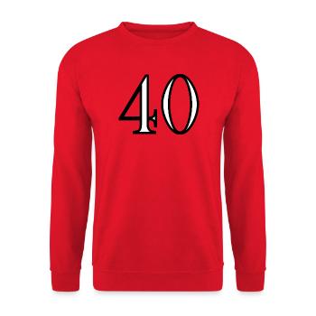 40. 40 YEARS. 40th ANNIVERSARY. 40 YEARS ANNIVERSARY. - Unisex Sweatshirt - red - Front - Alina (178cm) & Michal (187cm)