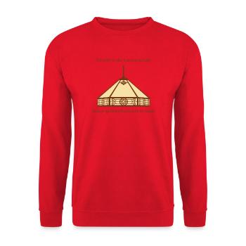 Lampenschirm-Witz, Gedämpftes Licht durch Scheiße - Unisex Pullover - Rot - Vorne - Alina (178cm) & Michal (187cm)