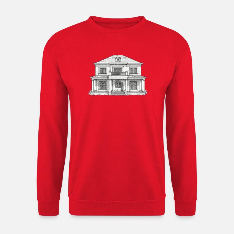 Klassisches Vorderhaus Linienzeichnung - Unisex Pullover - Rot