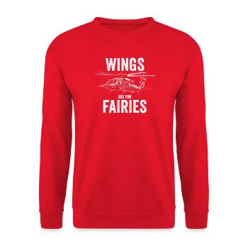Wings Are for Fairies – Funny Helicopter Pilot - Unisex Sweatshirt - red - Front - Alina (178cm) & Michal (187cm)