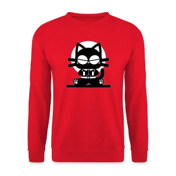 Zen Katze Meditation Minimal Design - Unisex Pullover - Rot - Vorne - Alina (178cm) & Michal (187cm)