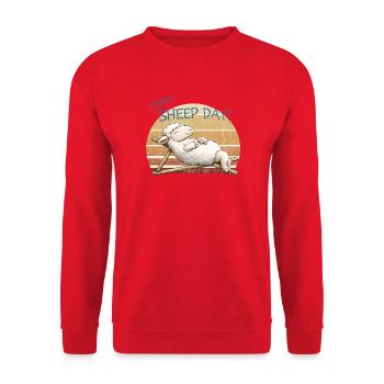 Happy Sheep Day Retro Sunset - Unisex Sweatshirt - red - Front - Alina (178cm) & Michal (187cm)
