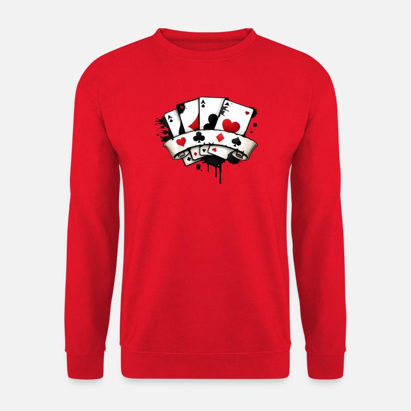 Poker Karten Symbolik Illustration  - Unisex Pullover - Rot