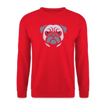 Carlin, tête de chien - Sweat-shirt Unisexe - rouge - Devant - Alina (178cm) & Michal (187cm)