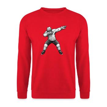 Eishockey Dab – Lustiges Sportmotiv - Unisex Pullover - Rot - Vorne - Alina (178cm) & Michal (187cm)