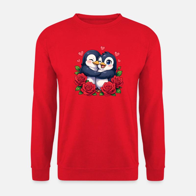 Kuschelpinguine mit Rosenherz - Unisex Pullover - Rot