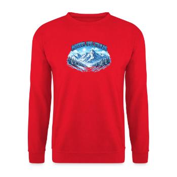 Apres Ski Team Bergpanorama - Unisex Pullover - Rot - Vorne - Alina (178cm) & Michal (187cm)