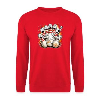 Des quilles de bowling drôles avec peur de la balle - Sweat-shirt Unisexe - rouge - Devant - Alina (178cm) & Michal (187cm)