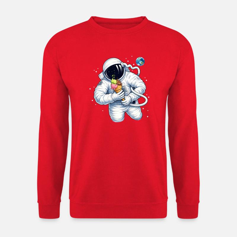 Astronaut mit Eiscreme im Weltall  - Unisex Pullover - Rot