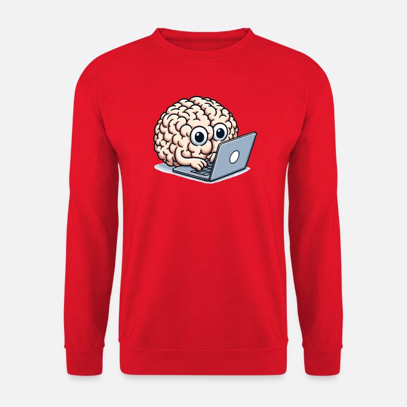 Gehirn am Laptop - Unisex Pullover - Rot