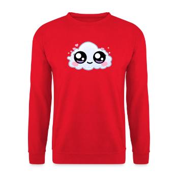 Cloud Eyes Kawaii – Sanfte, verträumte Augen - Unisex Pullover - Rot - Vorne - Alina (178cm) & Michal (187cm)