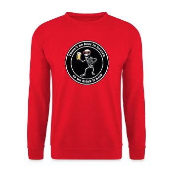 Skelett mit Bier Prost - Unisex Pullover - Rot - Vorne - Alina (178cm) & Michal (187cm)