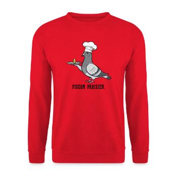 Pigeon Parisien Chef de Cuisine - Sweat-shirt Unisexe - rouge - Devant - Alina (178cm) & Michal (187cm)