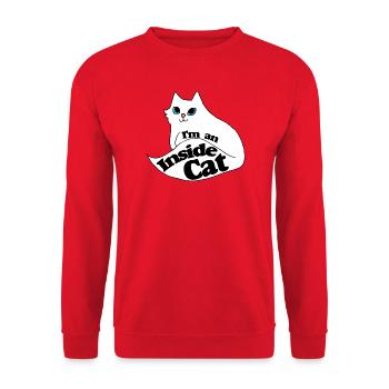 Inside Cat Cartoon Slogan Tee - Unisex Pullover - Rot - Vorne - Alina (178cm) & Michal (187cm)