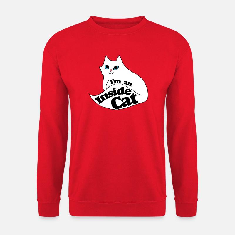 Inside Cat Cartoon Slogan Tee - Unisex Sweatshirt - red