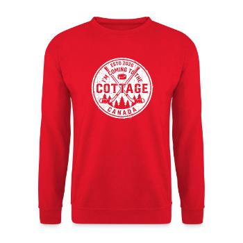 Rustic Cottage Canada Hockey Gründung 2026 Design - Unisex Pullover - Rot - Vorne - Alina (178cm) & Michal (187cm)