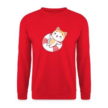 Kawaii cat in summer buoy - Unisex Sweatshirt - red - Front - Alina (178cm) & Michal (187cm)