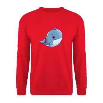Baleine de dessins animés bleus avec le sourire - Sweat-shirt Unisexe - rouge - Devant - Alina (178cm) & Michal (187cm)