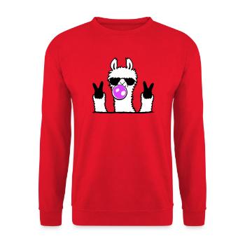 Lunettes de soleil chewing-gum lama Signe de paix Cool mignon - Sweat-shirt Unisexe - rouge - Devant - Alina (178cm) & Michal (187cm)