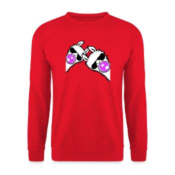 2 Lamas Bubbles Side Team Friends Crew - Sweat-shirt Unisexe - rouge - Devant - Alina (178cm) & Michal (187cm)