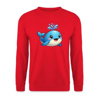 Petite baleine bleue avec des étincelles d’eau - Sweat-shirt Unisexe - rouge - Devant - Alina (178cm) & Michal (187cm)