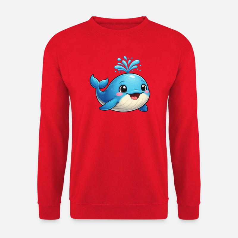Kleiner blauer Wal mit Wasserfunken - Unisex Pullover - Rot
