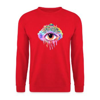 Regenbogenauge  - Unisex Pullover - Rot - Vorne - Alina (178cm) & Michal (187cm)