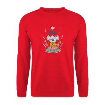 Zen-Koala auf Lotus - Unisex Pullover - Rot - Vorne - Alina (178cm) & Michal (187cm)