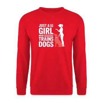 Just A Girl Who Trained Dogs Trainer Stolz - Unisex Pullover - Rot - Vorne - Alina (178cm) & Michal (187cm)