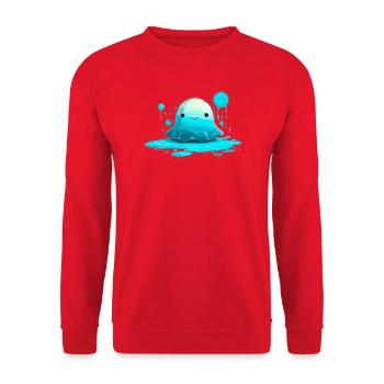 Blauer Wasserjelly mit Lächeln - Unisex Pullover - Rot - Vorne - Alina (178cm) & Michal (187cm)