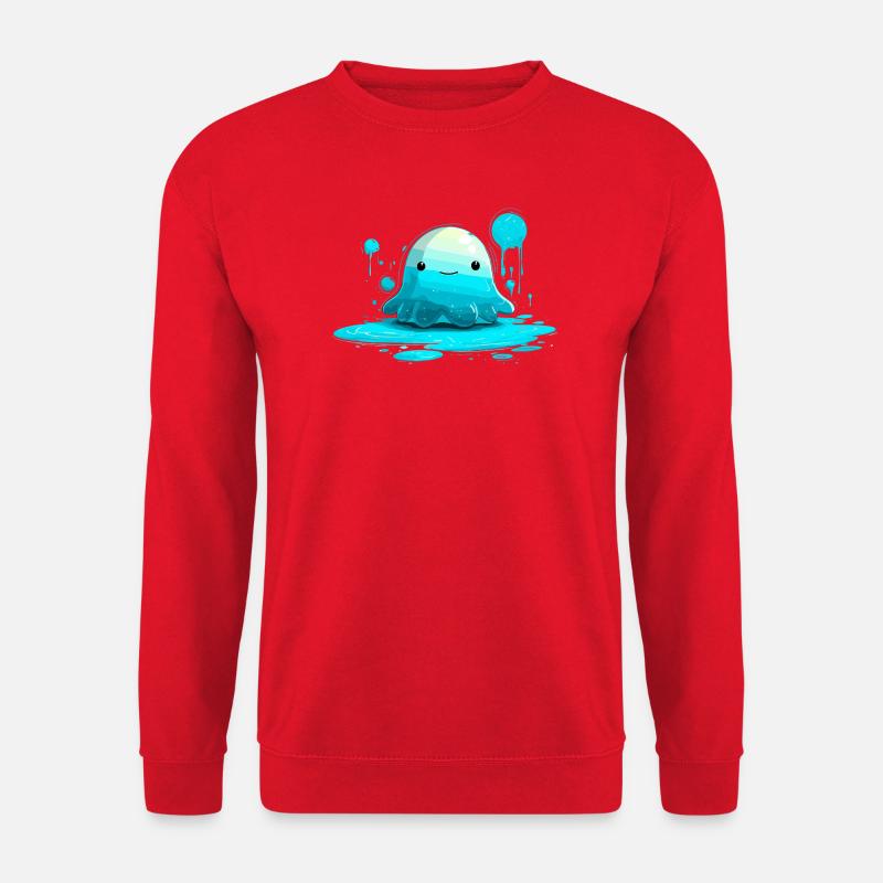 Blauer Wasserjelly mit Lächeln - Unisex Pullover - Rot