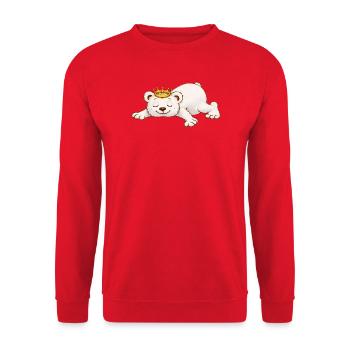 Sleeping Bear with Crown – Cute Animal Motif - Unisex Sweatshirt - red - Front - Alina (178cm) & Michal (187cm)