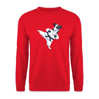 Süßer Windhund Karate Cartoon Martial Arts - Unisex Pullover - Rot - Vorne - Alina (178cm) & Michal (187cm)