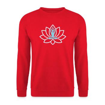 Bunte Lotusblüte Chakra - Unisex Pullover - Rot - Vorne - Alina (178cm) & Michal (187cm)
